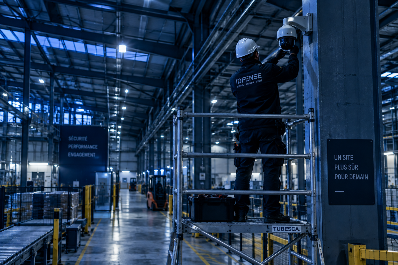 Technicien IDFENSE intervenant sur un site industriel